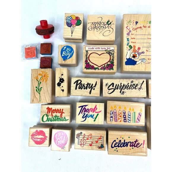 Rubber Stampede Stamps Set Lot Wood Posh Impressions Suzys Zoo Party Vintage 1 - Picture 2 of 10